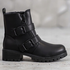 SHELOVET Czarne Workery Z Klamrami 1