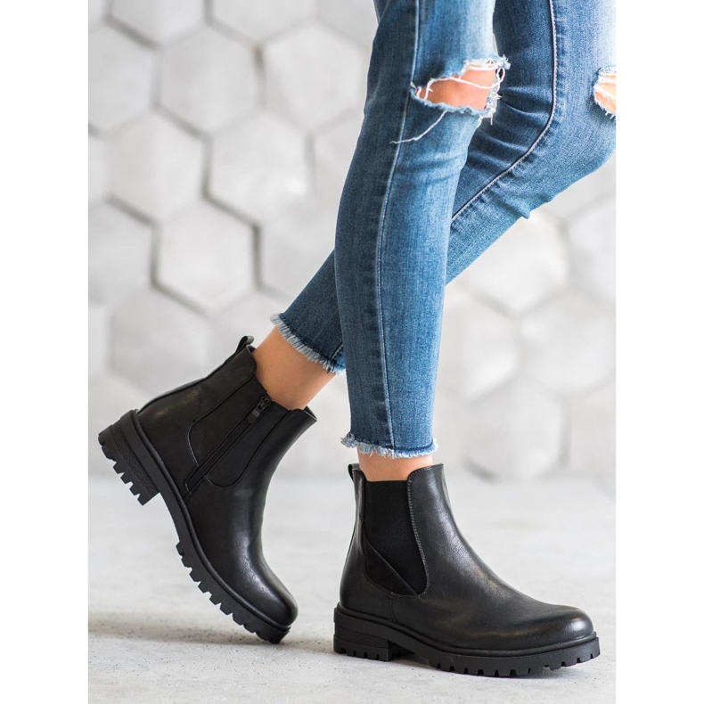 Super Mode Klasyczne Workery Z Eko Skóry czarne 1