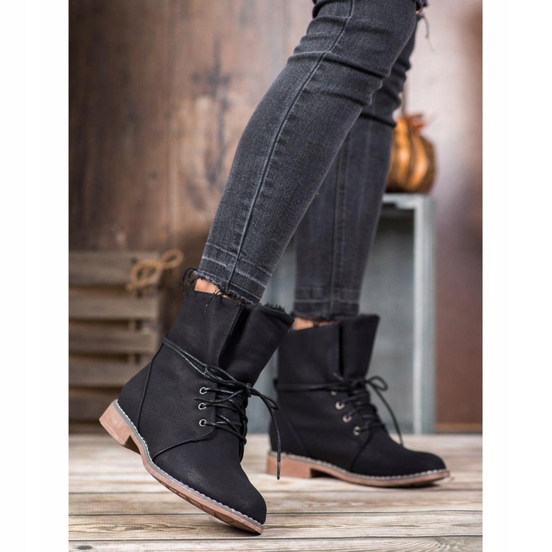 Queentina Stylowe Traperki czarne 2