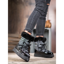 Bella Paris Modne Śniegowce Classic czarne szare 1