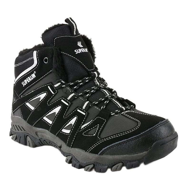 Czarne solidne ocieplane trapery męskie 6282 szare 1