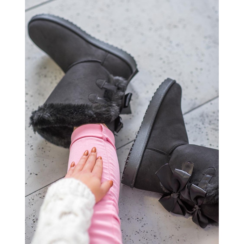 Wysokie Mukluki Z Kokardkami czarne 2