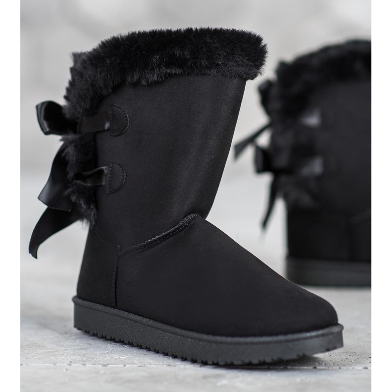 Wysokie Mukluki Z Kokardkami czarne 1