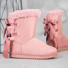 Wysokie Mukluki Z Kokardkami różowe 1
