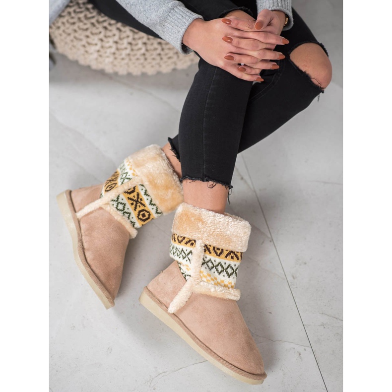 Badoxx Śniegowce Z Etnicznym Wzorem brązowe 2