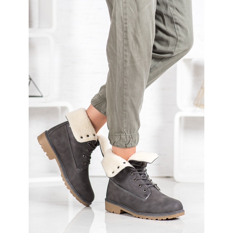 Super Me Szare Botki Z Kożuszkiem 1