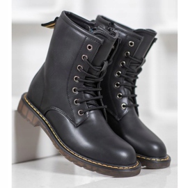 SHELOVET Modne Trapery Z Eko Skóry czarne 2