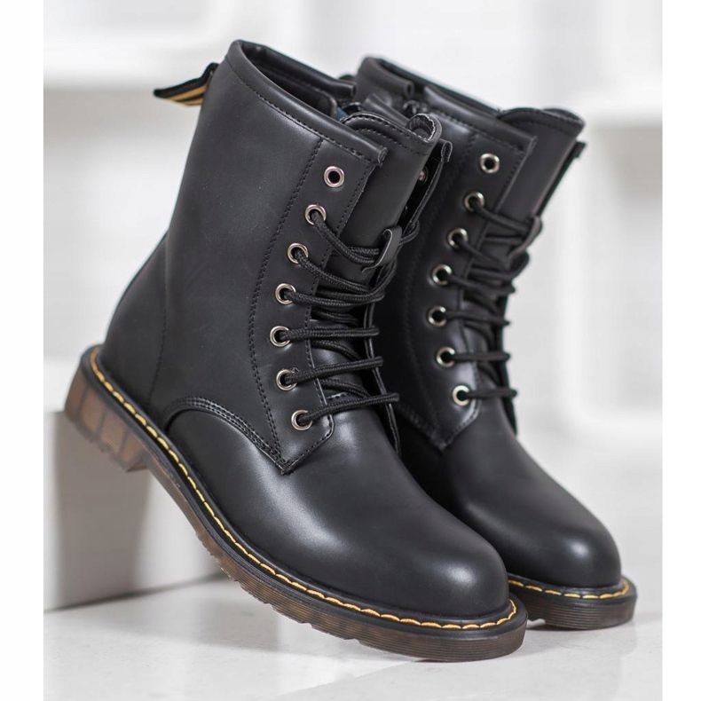 SHELOVET Modne Trapery Z Eko Skóry czarne 2