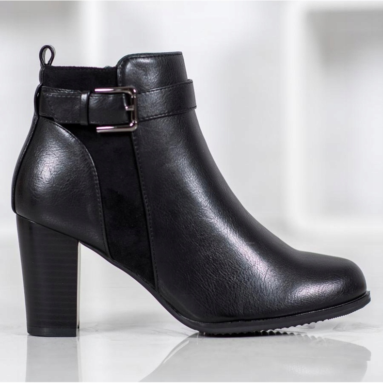 J. Star Ciepłe Botki Z Klamrą czarne 2