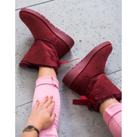 SHELOVET Bordowe Mukluki Na Platformie czerwone 2