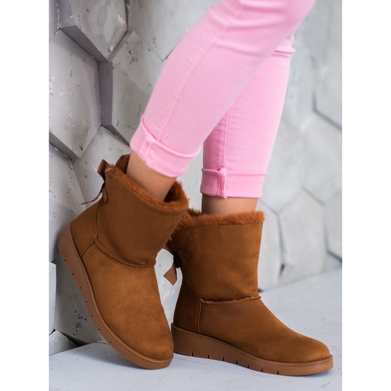 SHELOVET Camelowe Mukluki Na Platformie brązowe 1