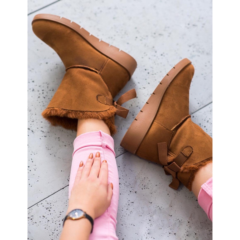 SHELOVET Camelowe Mukluki Na Platformie brązowe 2