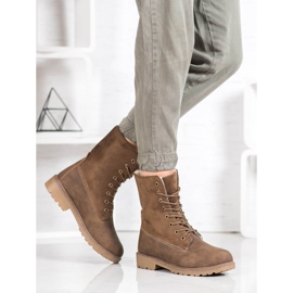 Super Me Sznurowane Botki khaki zielone 2