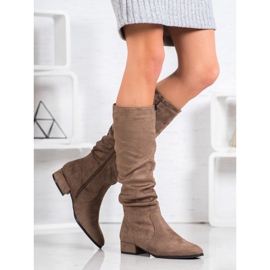 Super Mode Klasyczne Beżowe Kozaki brązowe wielokolorowe 1