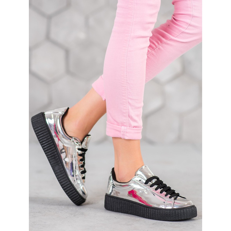 Corina Srebrne Buty Na Platformie szare 1