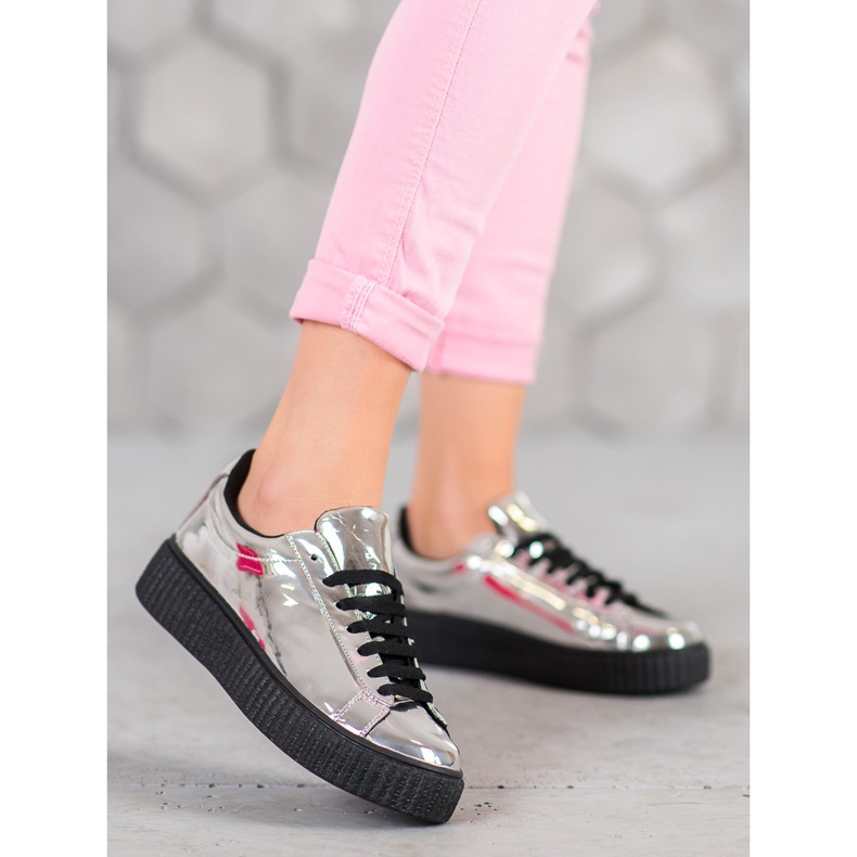 Corina Srebrne Buty Na Platformie szare 2