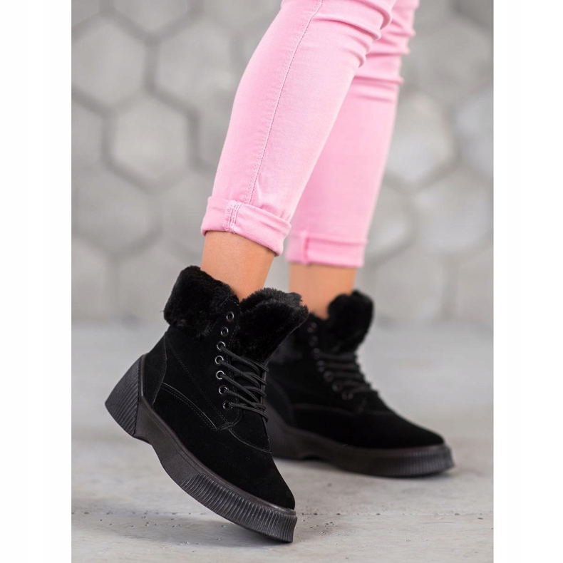 SHELOVET Modne Taperki Na Platformie czarne 2