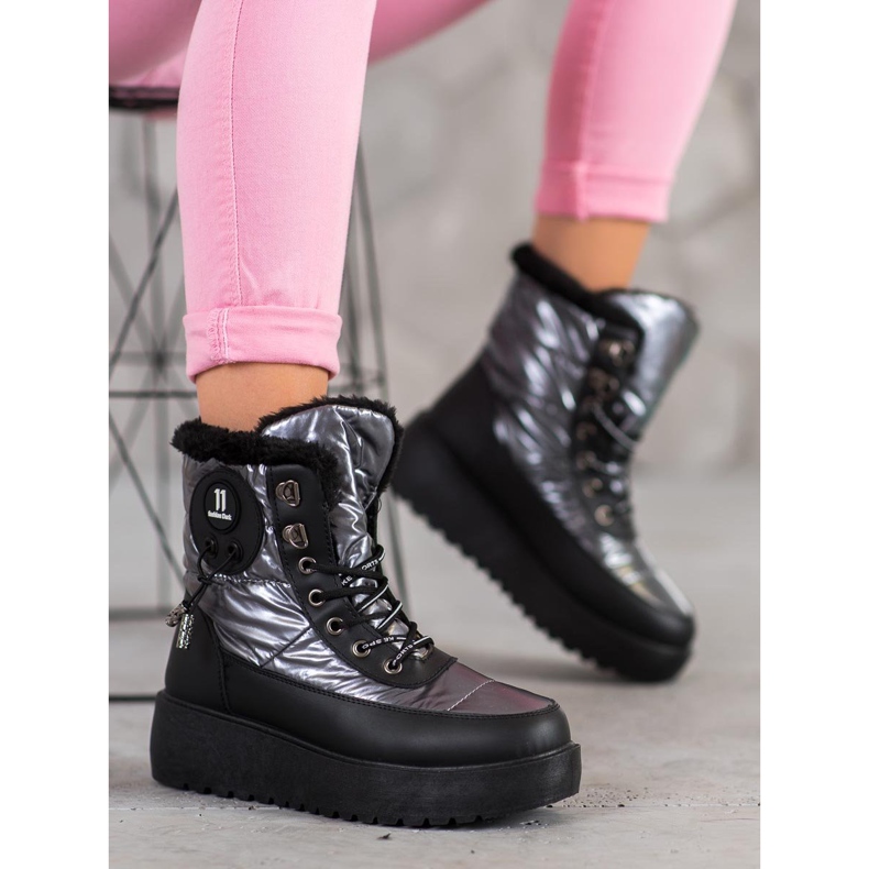 Bella Paris Modne Śniegowce szare 1