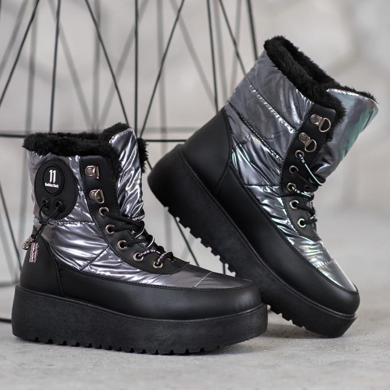 Bella Paris Modne Śniegowce szare 2