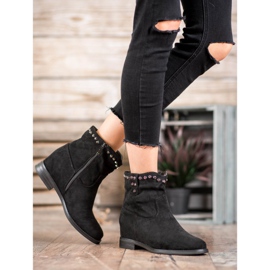 Ideal Shoes Ciepłe Kowbojki Z Dżetami czarne 1