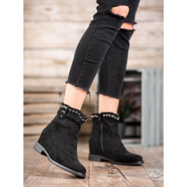 Ideal Shoes Ciepłe Kowbojki Z Dżetami czarne 2