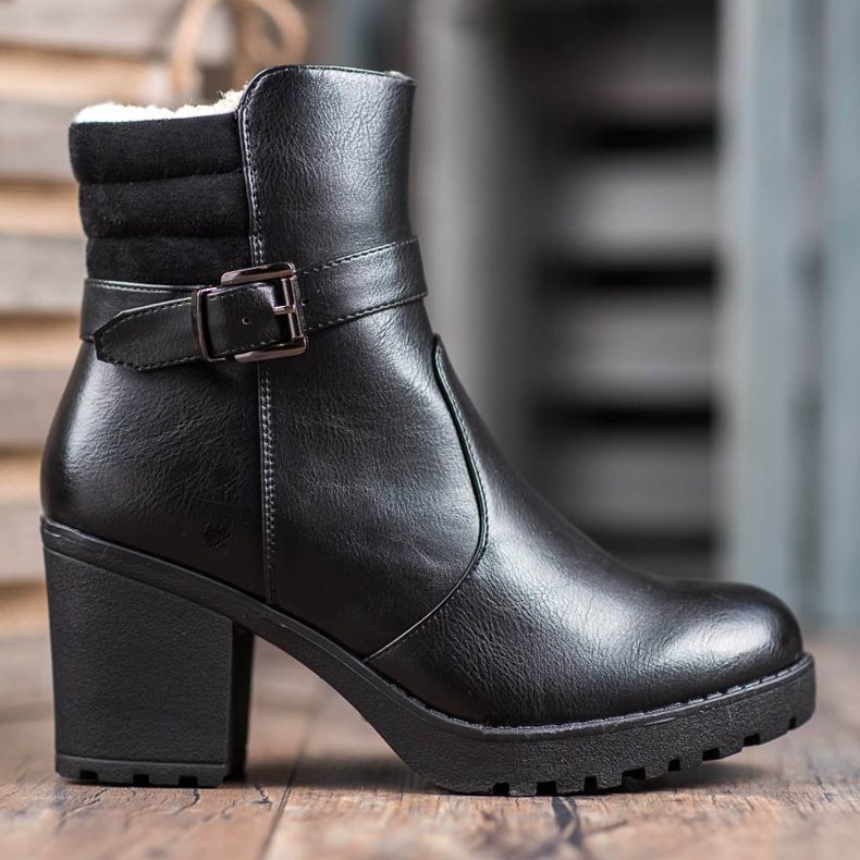 J. Star Wygodne Botki Z Eko Skóry czarne 2