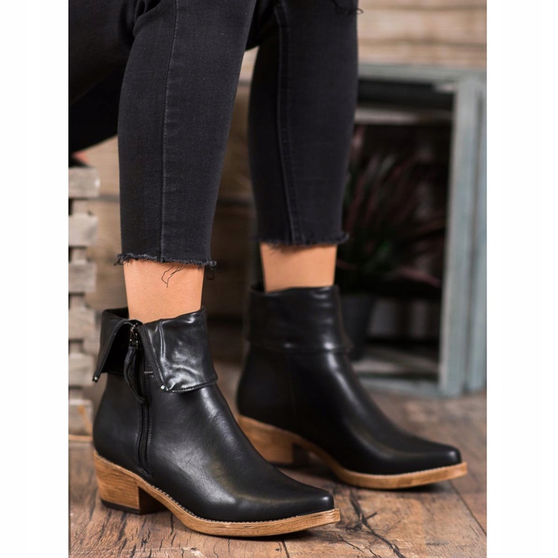 Kylie Kowbojki Z Wywijaną Cholewką czarne 2