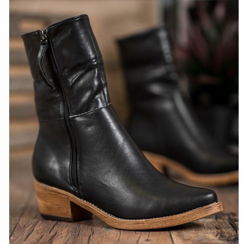 Kylie Kowbojki Z Wywijaną Cholewką czarne 1