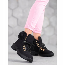 Tekstylne Botki Z Futerkiem VICES czarne 1