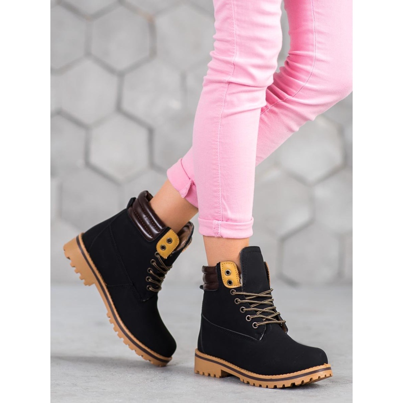 SHELOVET Ciepłe Trapery Na Platformie czarne 1