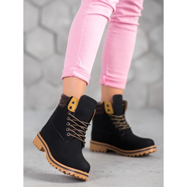 SHELOVET Ciepłe Trapery Na Platformie czarne 2