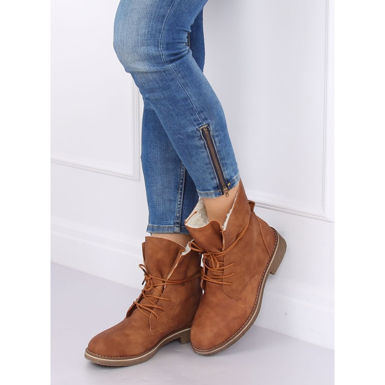 Botki na kożuszku camel 758-PA Camel brązowe 1