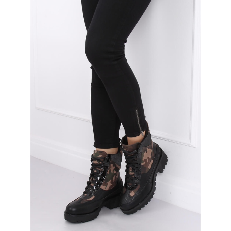 Buty na wysokiej podeszwie NS067 Camouflage czarne 1
