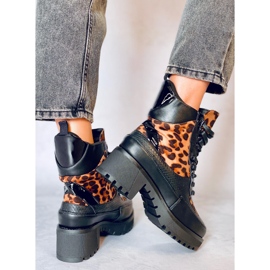 Buty na wysokiej podeszwie NS067 Leopard czarne 2