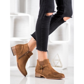 Clowse Camelowe Botki Z Klamrą brązowe 1