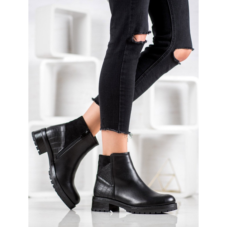 Bestelle Klasyczne Workery Na Platformie czarne 1