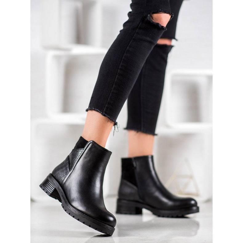 Bestelle Klasyczne Workery Na Platformie czarne 2