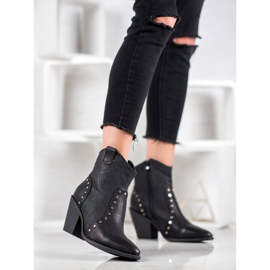 Small Swan Ciepłe Kowbojki Na Obcasie czarne 2