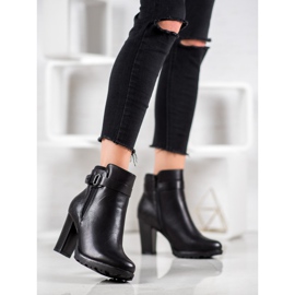 Super Mode Eleganckie Botki Na Słupku czarne 1