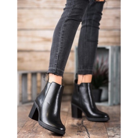 Ideal Shoes Wygodne Botki Na Obcasie czarne 2