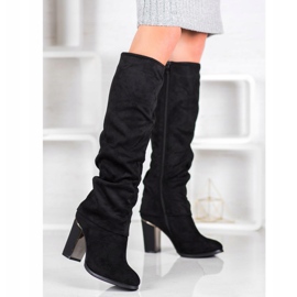 SDS Eleganckie Kozaki Na Obcasie czarne 2