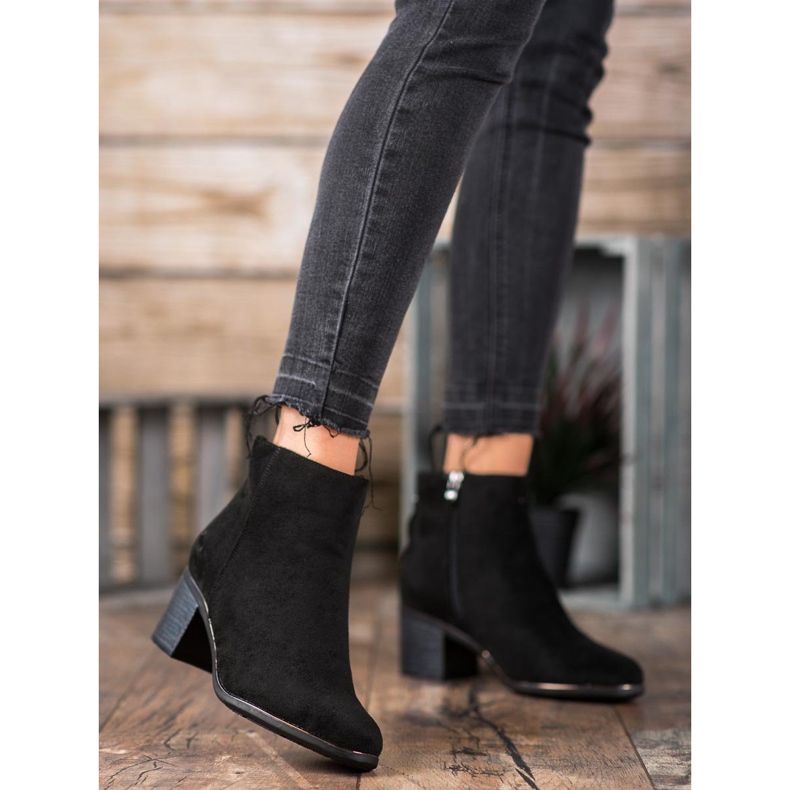 Super Me Ciepłe Botki Na Obcasie czarne 2