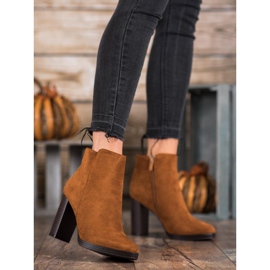 Super Me Modne Botki Zamszowe brązowe 1