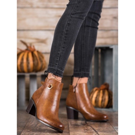 Ideal Shoes Klasyczne Botki Z Eko Skóry brązowe 2