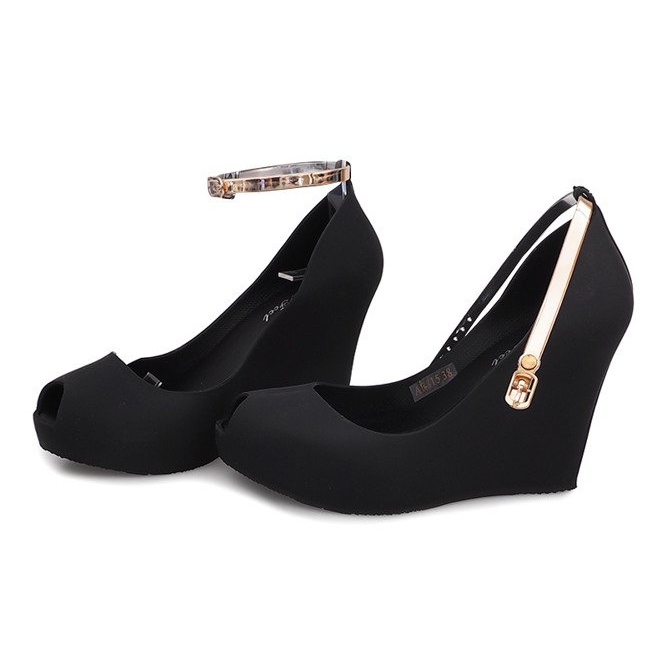 Meliski Na Koturnie Odkryte AE815 Czarny czarne 2