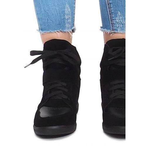 Sneakersy Na Koturnie LA-70 Czarny czarne 1