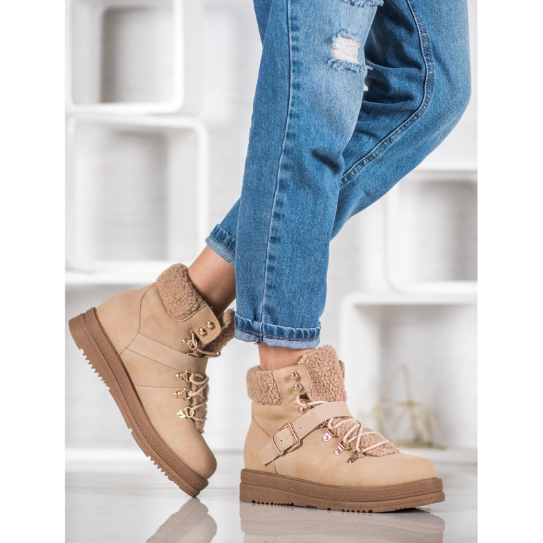 Stylowe Botki VICES brązowe 1