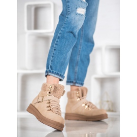 Stylowe Botki VICES brązowe 2