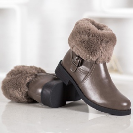 SHELOVET Workery Z Futerkiem brązowe 1