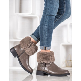 SHELOVET Workery Z Futerkiem brązowe 2